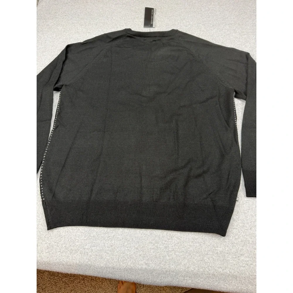 Geoffrey Beene Mens Black Textured Micro Dot Crewneck Sweater NWT L MSRP $65
